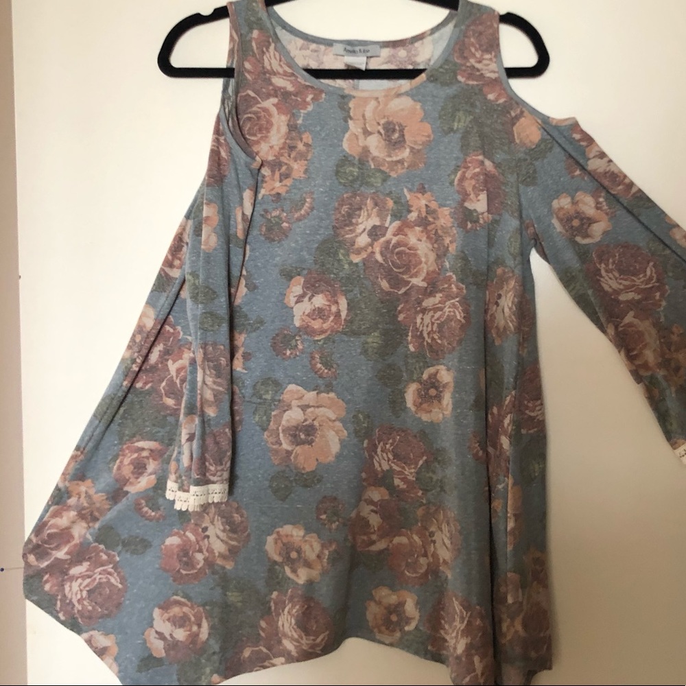 Cold shoulder floral blouse